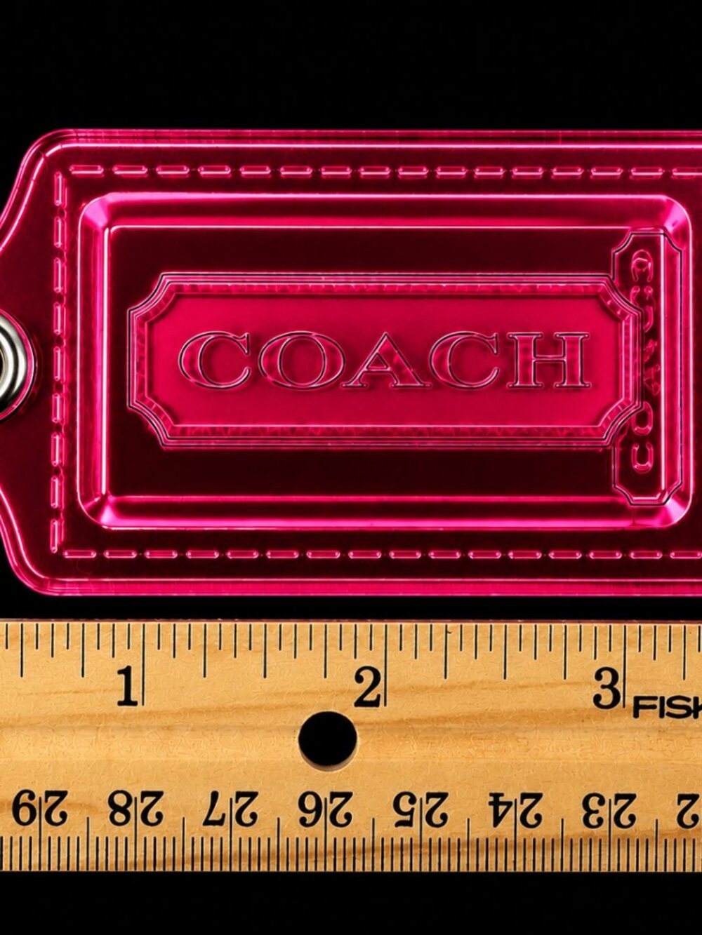 COACH POPPY Hot Pink Acrylic Hangtag Keychain Charm Rare Fob - Picture 8 of 10